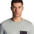 Pale Blue - Side - Lyle & Scott Mens Contrast Pocket T-Shirt