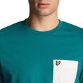 Green-White - Side - Lyle & Scott Mens Contrast Pocket T-Shirt