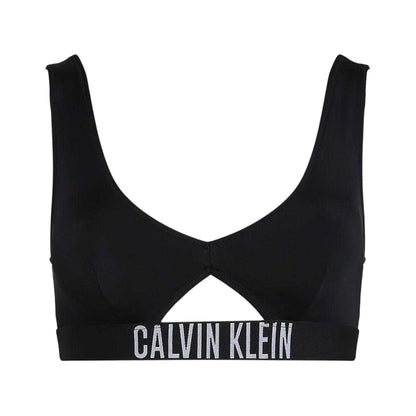Black - Front - Calvin Klein Womens-Ladies Cut Out Logo Bikini Top