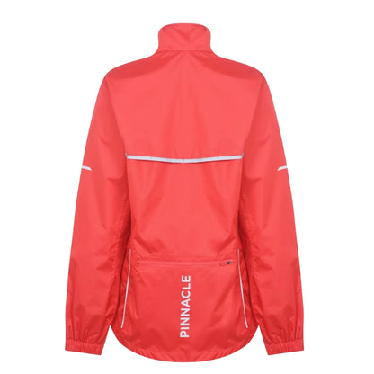 Coral - Back - Pinnacle Womens-Ladies Waterproof Reflective Cycling Jacket