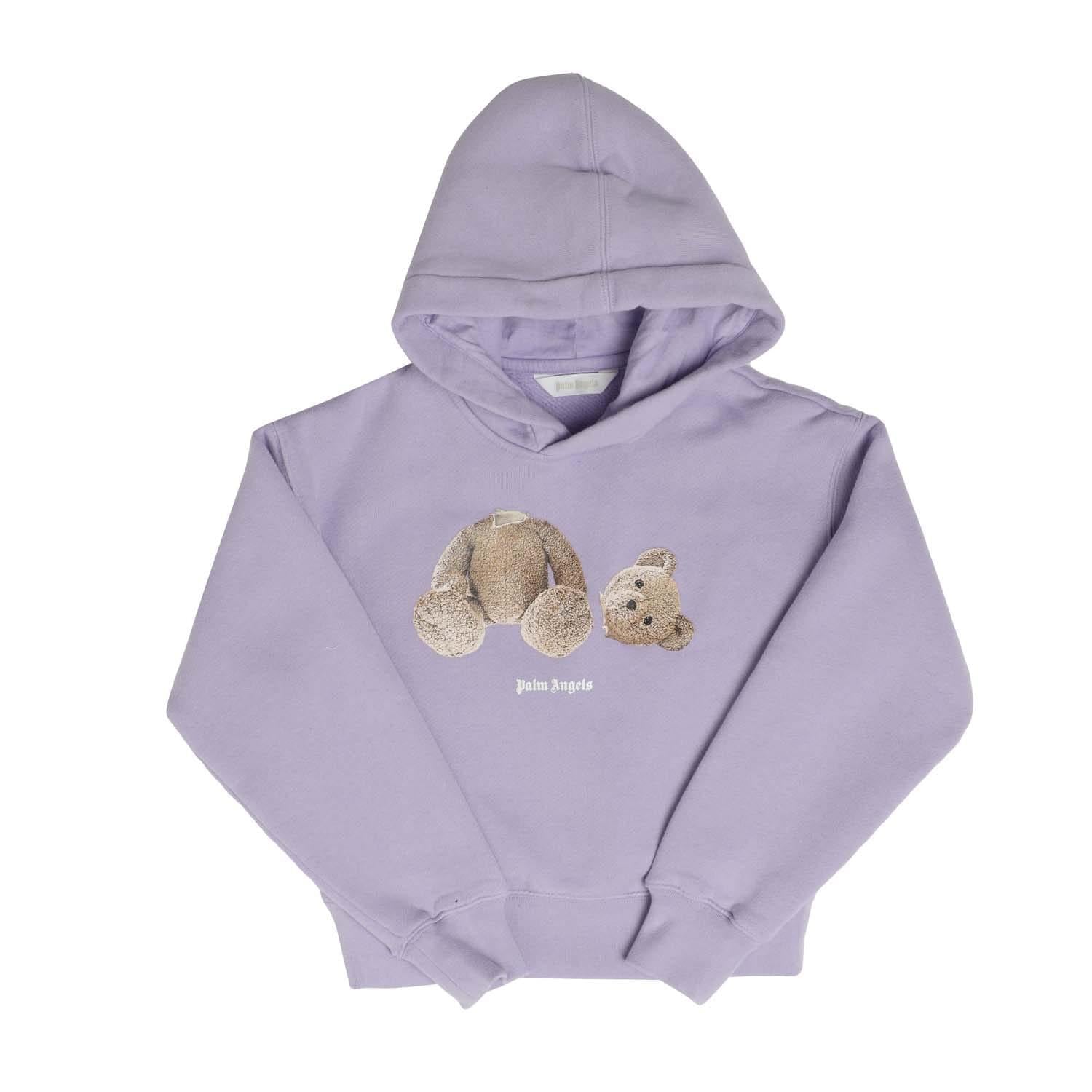 Lilac - Front - Palm Angels Childrens-Kids Bear Hoodie