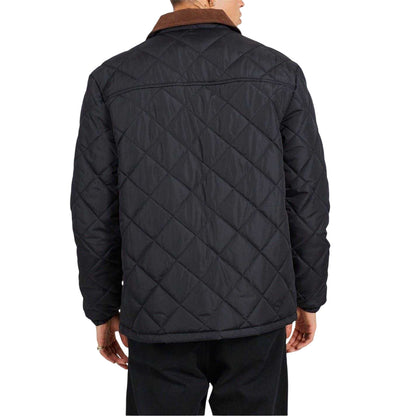 Black - Back - Brave Soul Mens Quilted Coach Jacket