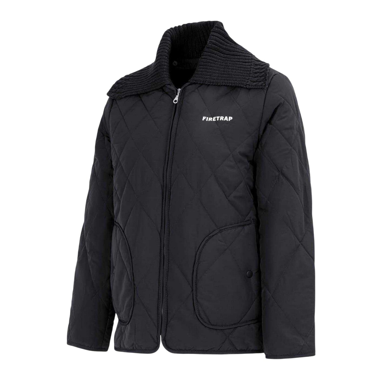 Black - Side - Firetrap Womens-Ladies Quilted Relaxed Fit Jacket