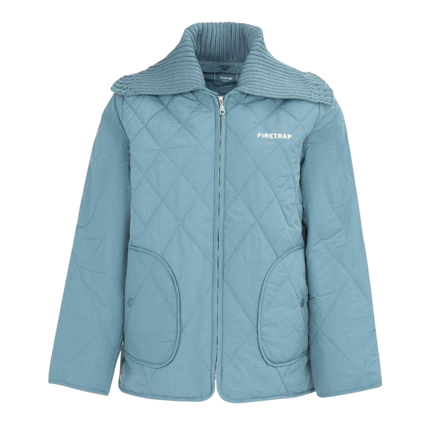 Blue - Front - Firetrap Womens-Ladies Quilted Relaxed Fit Jacket