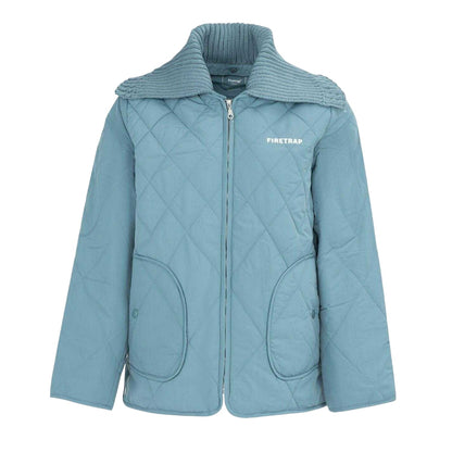 Blue - Front - Firetrap Womens-Ladies Quilted Relaxed Fit Jacket