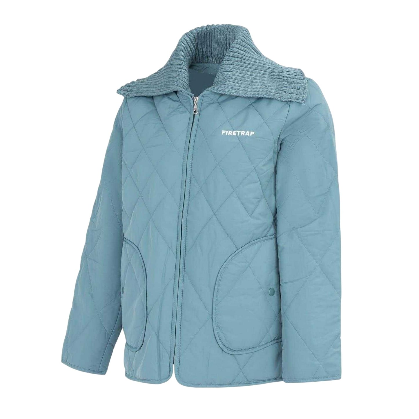 Blue - Side - Firetrap Womens-Ladies Quilted Relaxed Fit Jacket