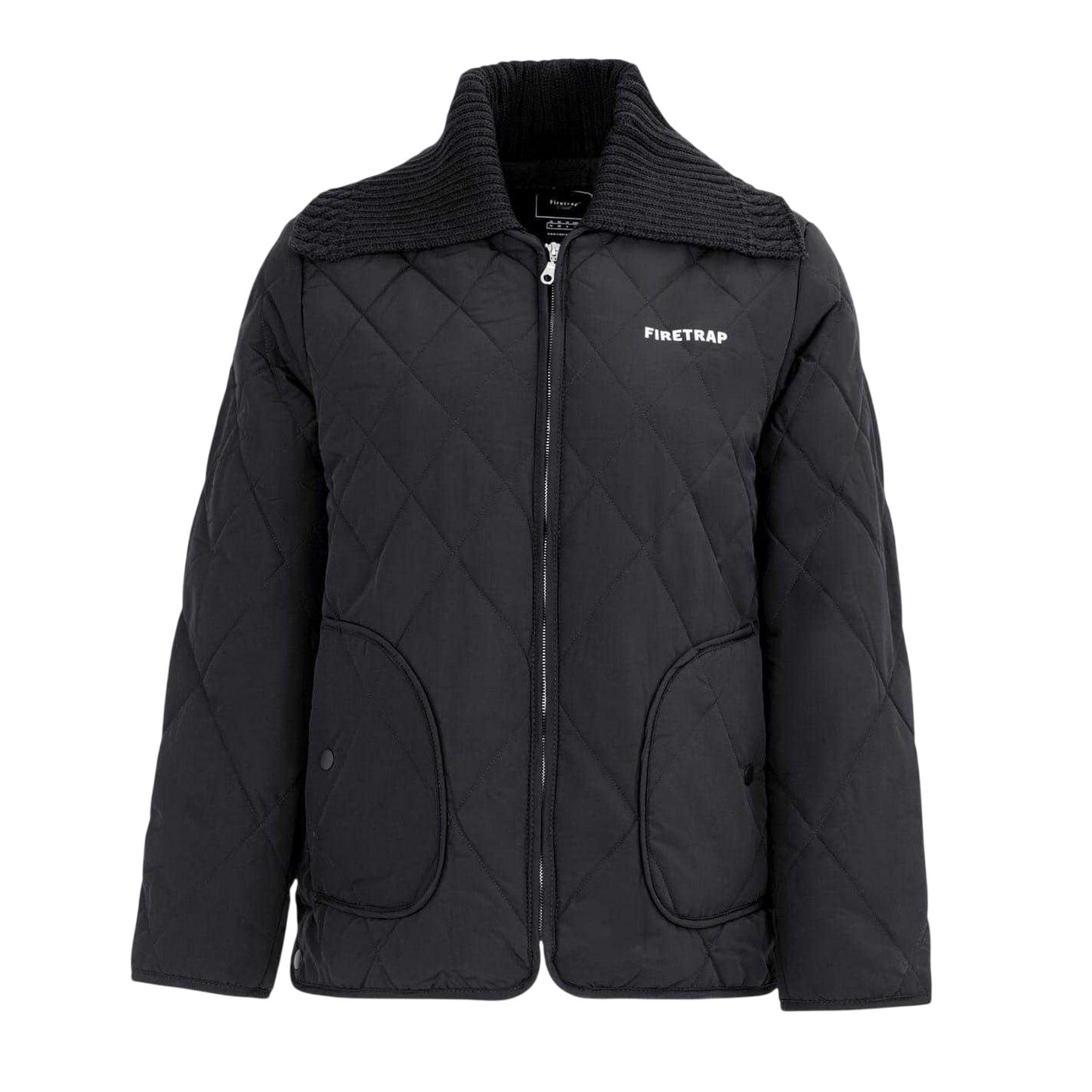 Black - Front - Firetrap Womens-Ladies Quilted Relaxed Fit Jacket