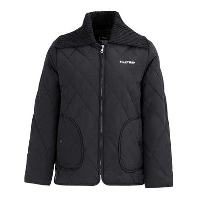 Black - Front - Firetrap Womens-Ladies Quilted Relaxed Fit Jacket