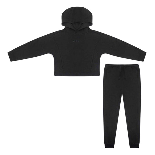 Black - Front - Firetrap Girls Embroidered Logo Fleece Hoodie And Joggers Set