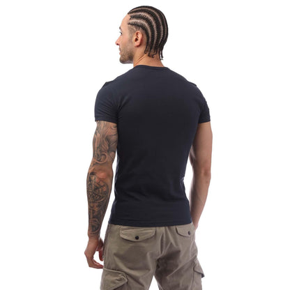 White-Navy - Back - Emporio Armani Mens Logo T-Shirt (Pack of 2)