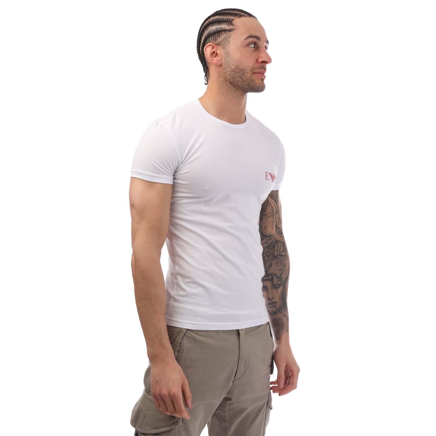White-Navy - Side - Emporio Armani Mens Logo T-Shirt (Pack of 2)