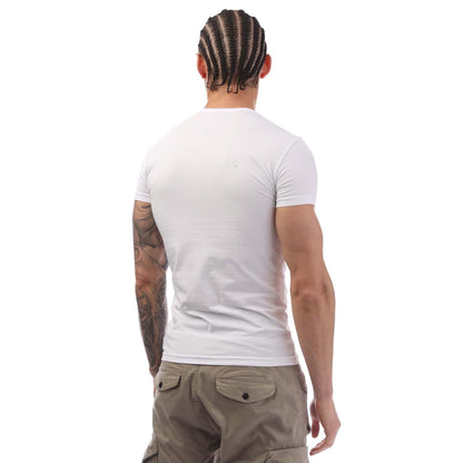 White-Navy - Lifestyle - Emporio Armani Mens Logo T-Shirt (Pack of 2)