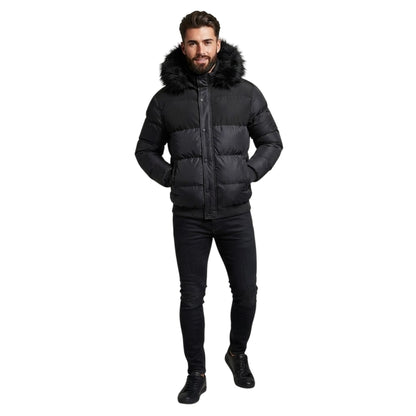 Black - Side - Criminal Damage Mens Detachable Hood Parka
