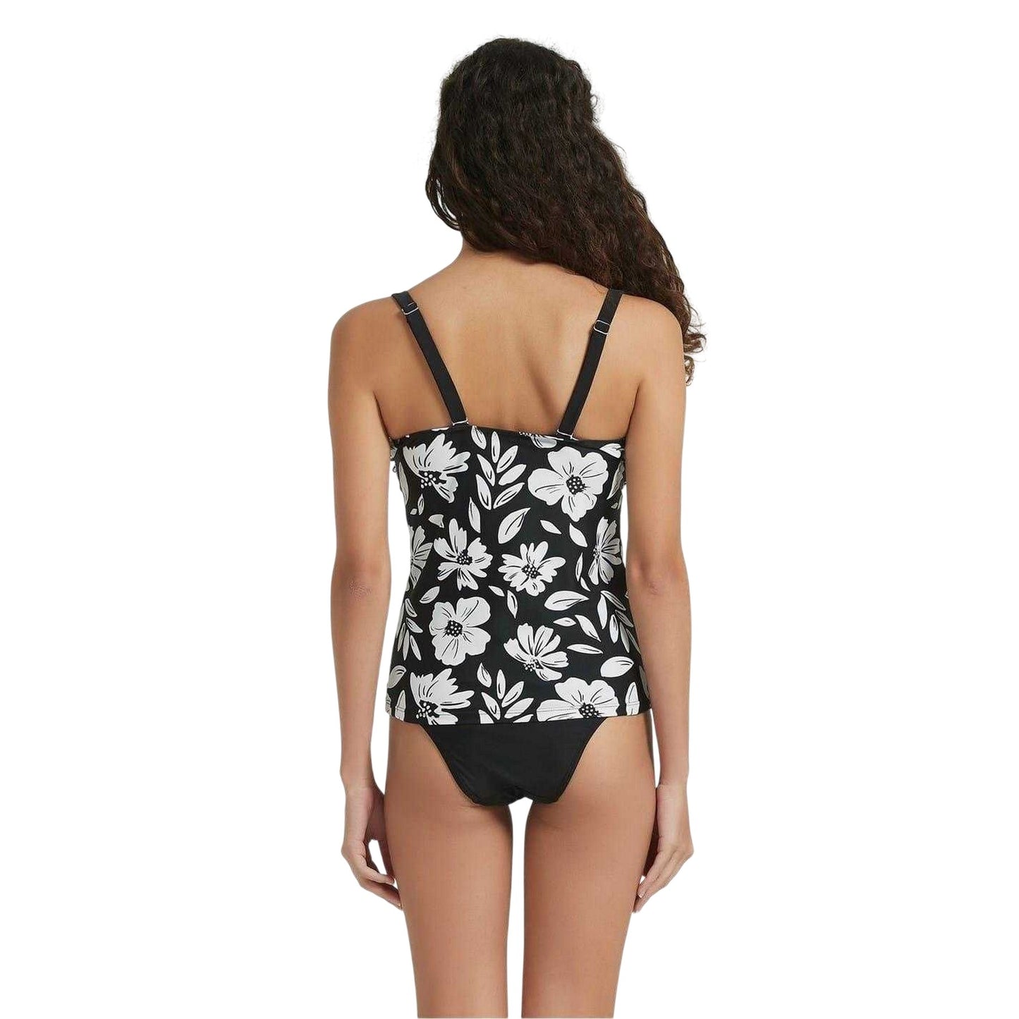 Monochrome - Back - Be You Womens-Ladies Floral Sweetheart Tankini Top