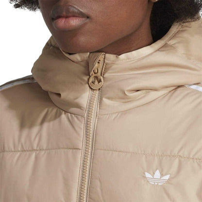 Beige - Side - Adidas Womens-Ladies Originals Heavyweight Hooded Slim Puffer Jacket
