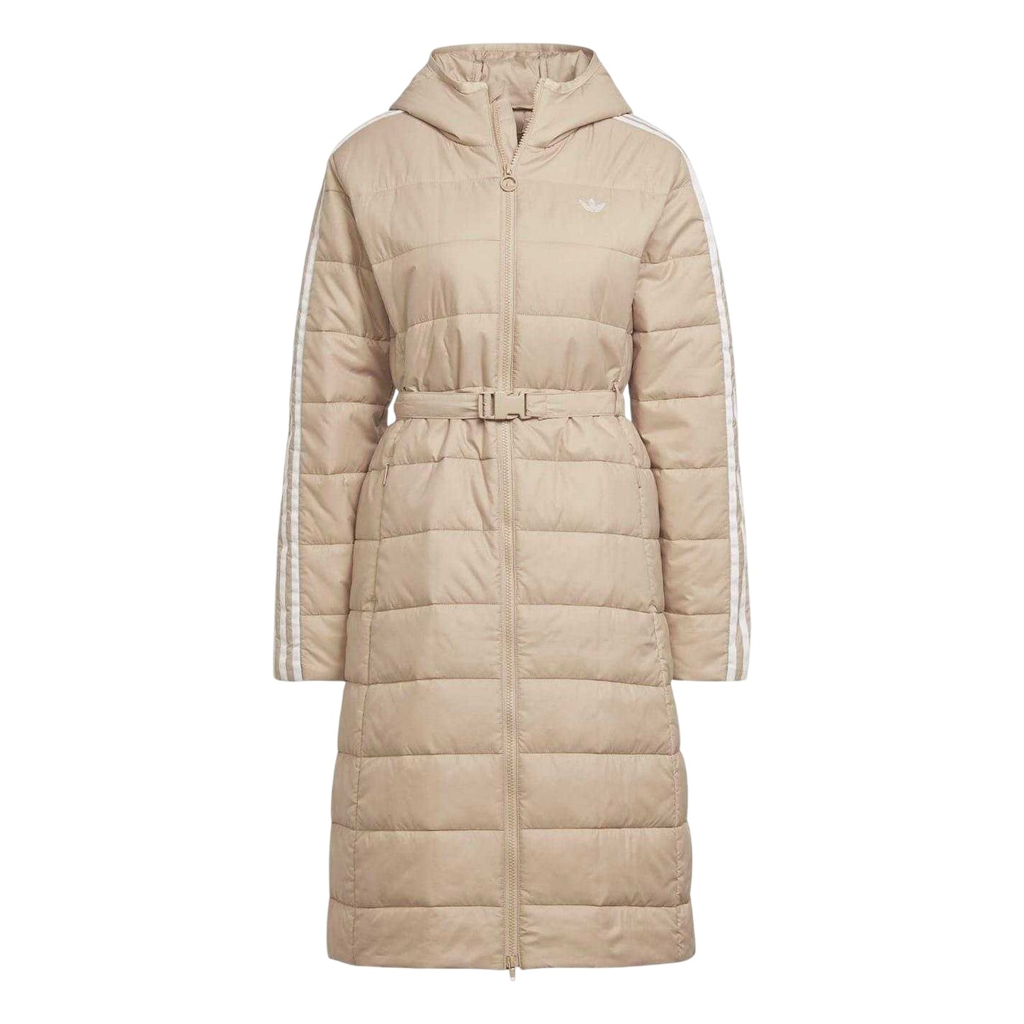 Beige - Front - Adidas Womens-Ladies Originals Heavyweight Hooded Slim Puffer Jacket