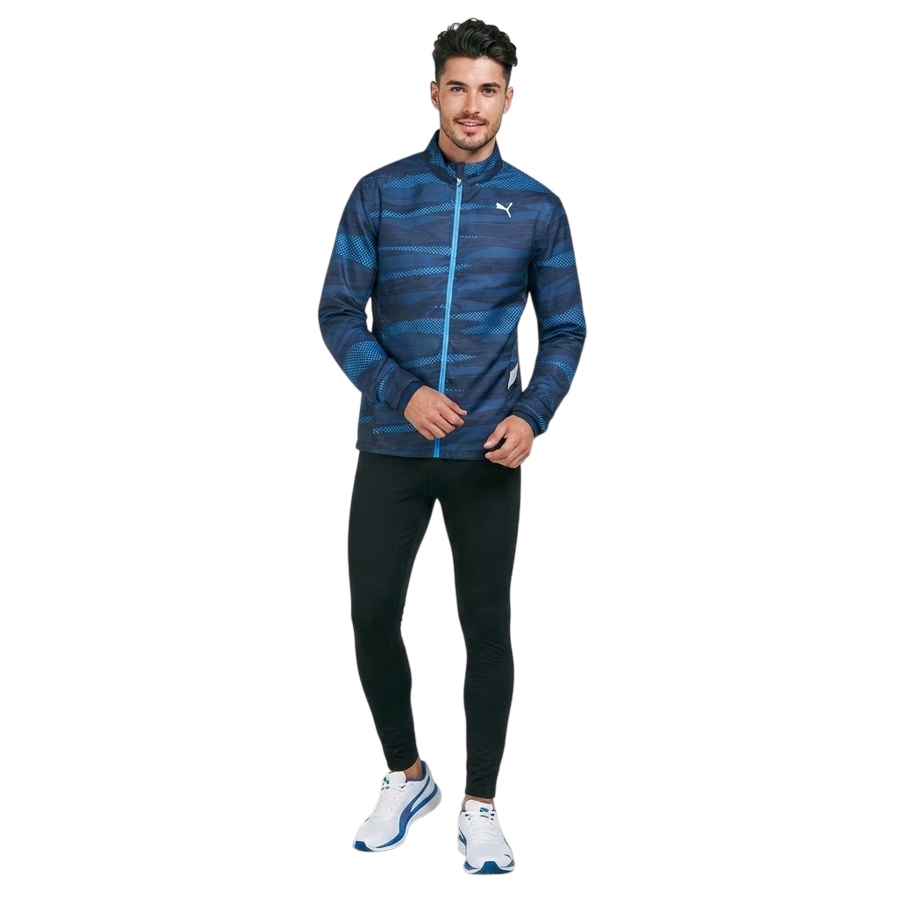 Blue - Side - Puma Mens Graphic Print Woven Jacket