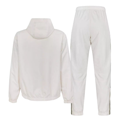 White-Khaki Green - Back - Lacoste Mens Colour Block Taffeta Tracksuit