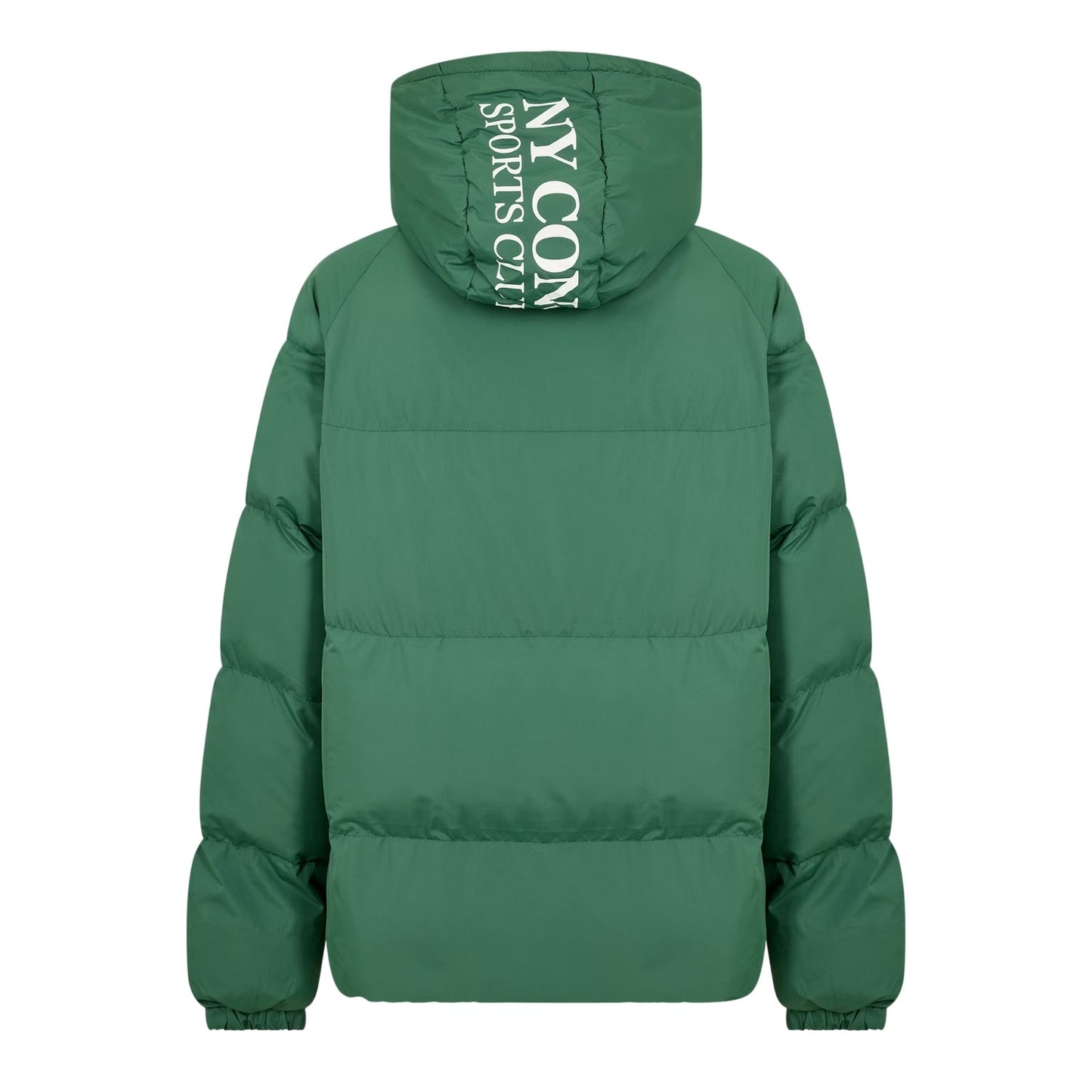 Green - Back - NYC Mens Patterned Hooded Puffer Jacket