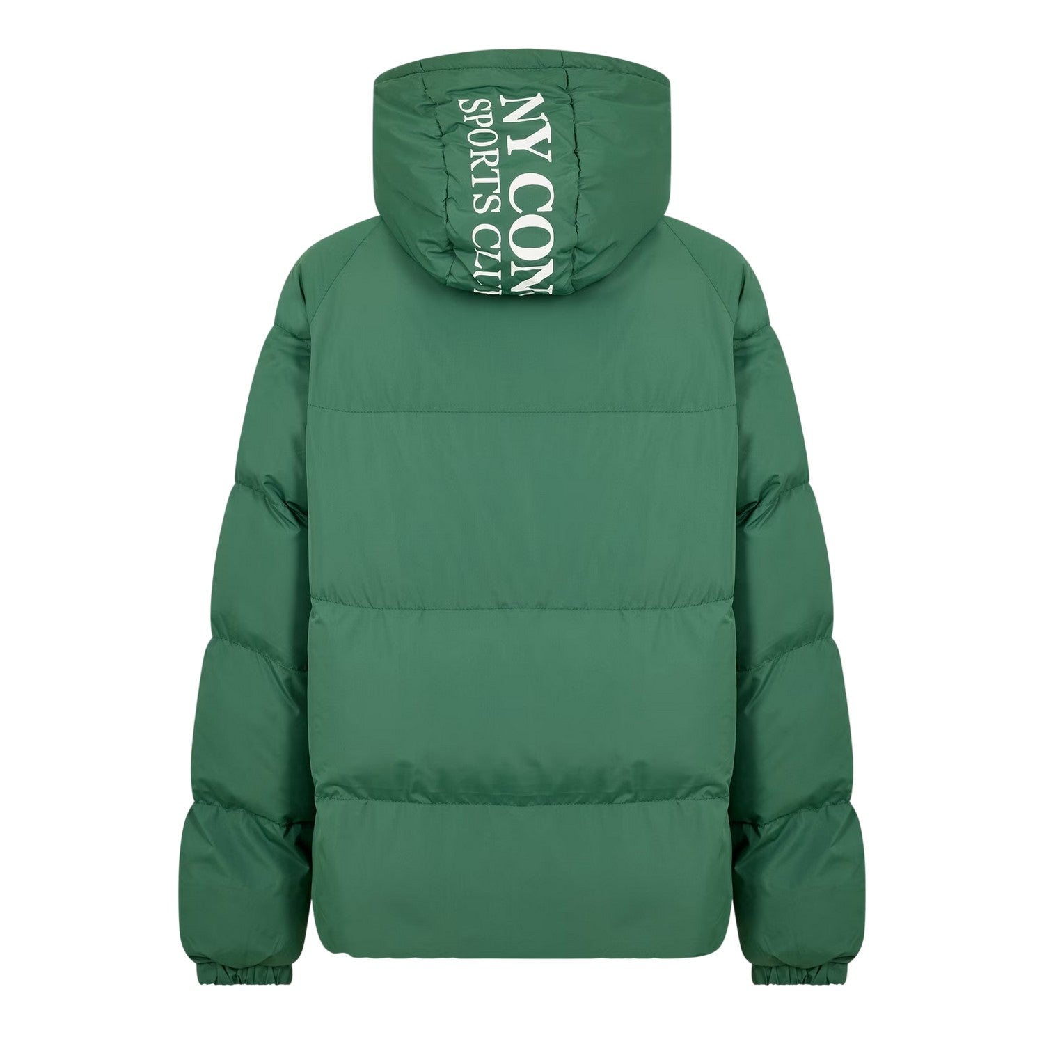 Green - Back - NYC Mens Patterned Hooded Puffer Jacket