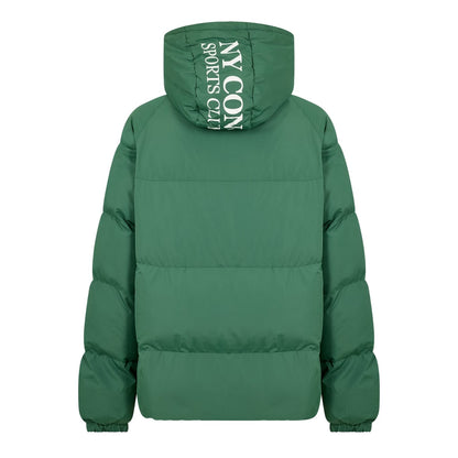 Green - Back - NYC Mens Patterned Hooded Puffer Jacket