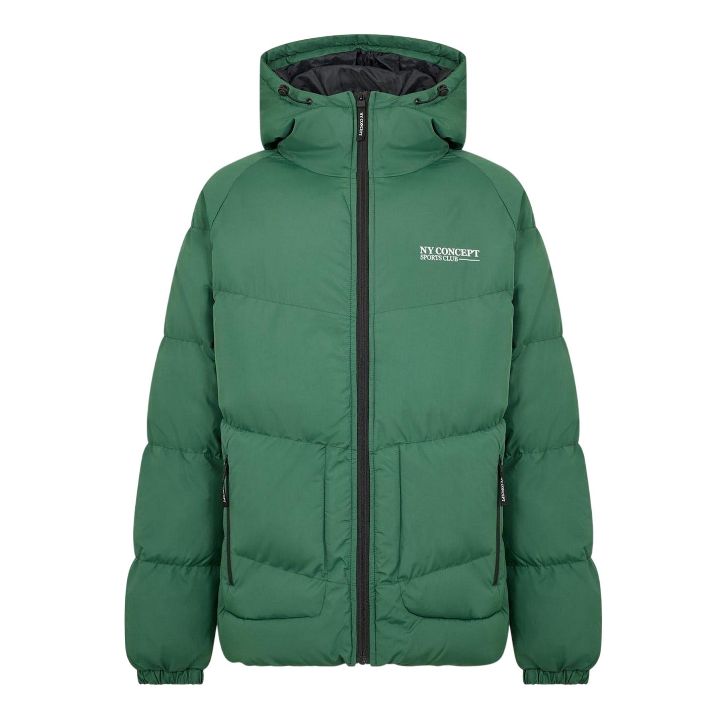 Green - Front - NYC Mens Patterned Hooded Puffer Jacket