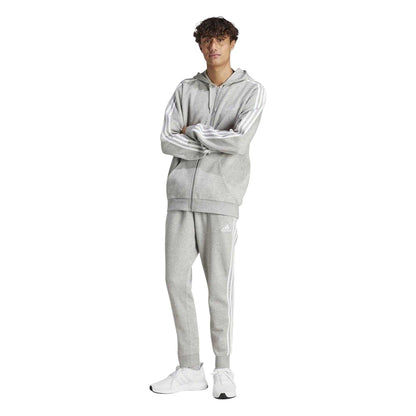 Grey-Black - Front - Adidas Mens 3 Stripes Fleece Tracksuit