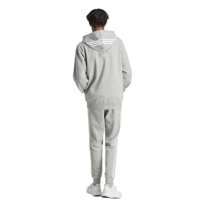 Grey-Black - Back - Adidas Mens 3 Stripes Fleece Tracksuit