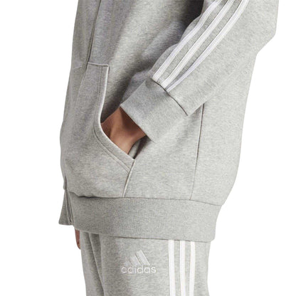 Grey-Black - Side - Adidas Mens 3 Stripes Fleece Tracksuit