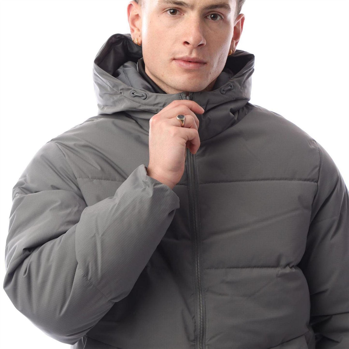 Grey - Side - Jack And Jones Mens Brady Hooded Jacket
