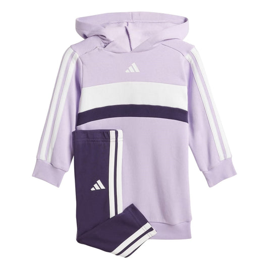 Plum-Black - Front - Adidas Toddler 3 Stripes Hoodie And Leggings Set
