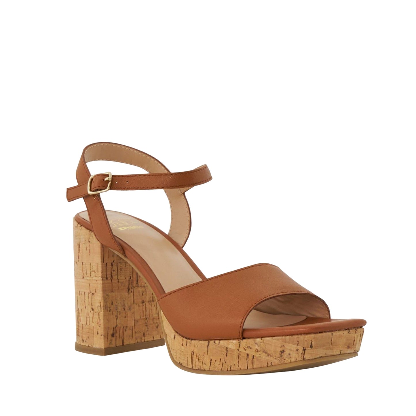 Tan - Front - Dune London Womens-Ladies Jacuzzi Leather Platform Block High Heels