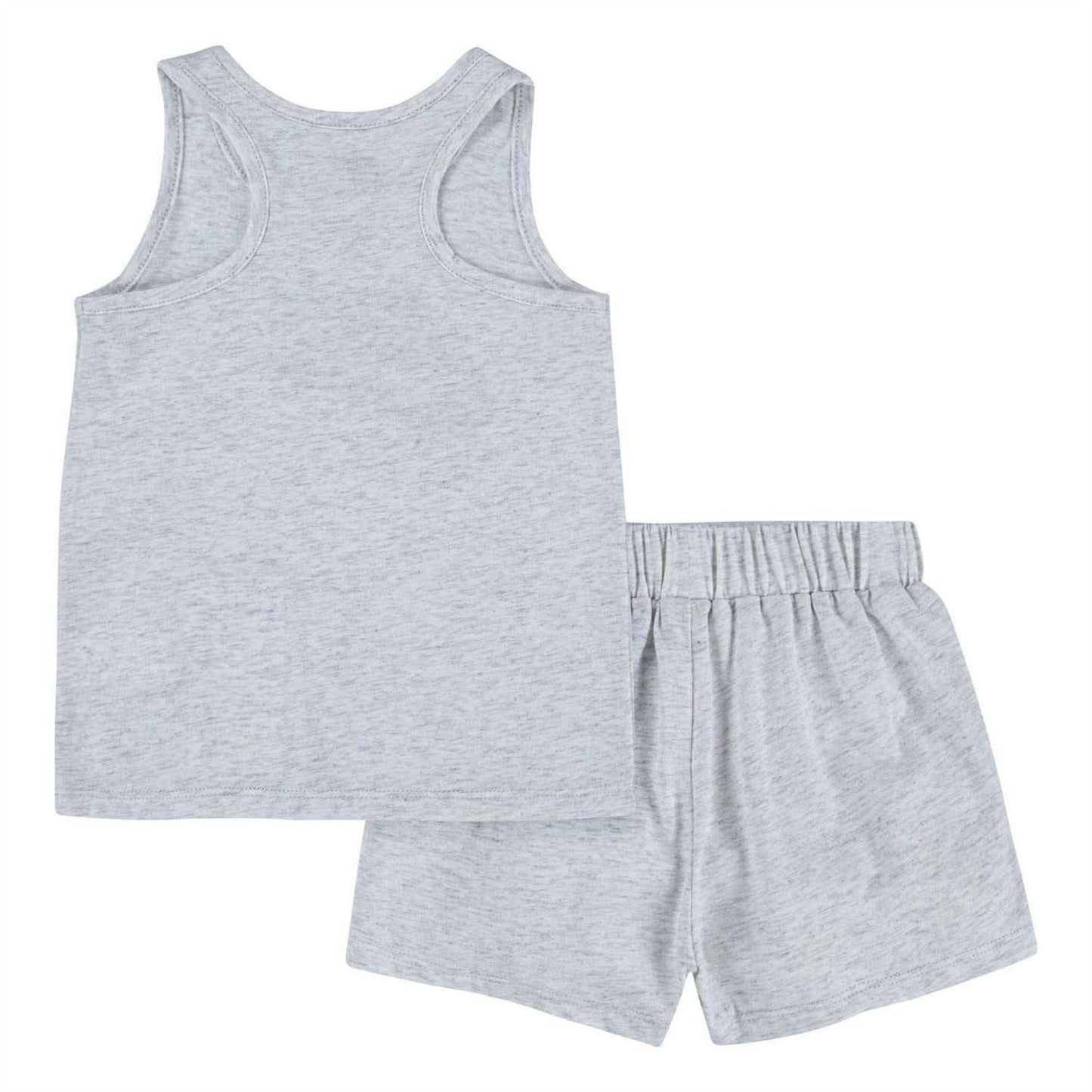Light Grey - Back - Nike Childrens-Kids Club Swoosh Top & Shorts Set