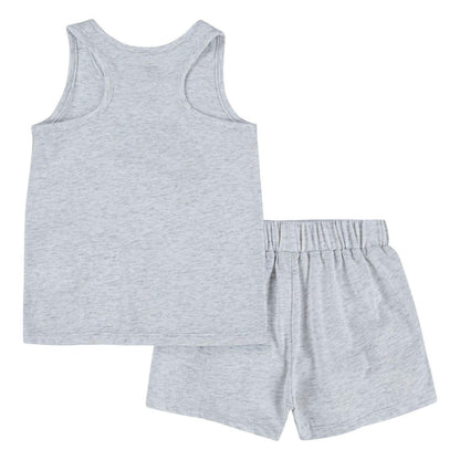 Light Grey - Back - Nike Childrens-Kids Club Swoosh Top & Shorts Set