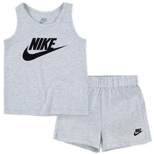 Light Grey - Front - Nike Childrens-Kids Club Swoosh Top & Shorts Set
