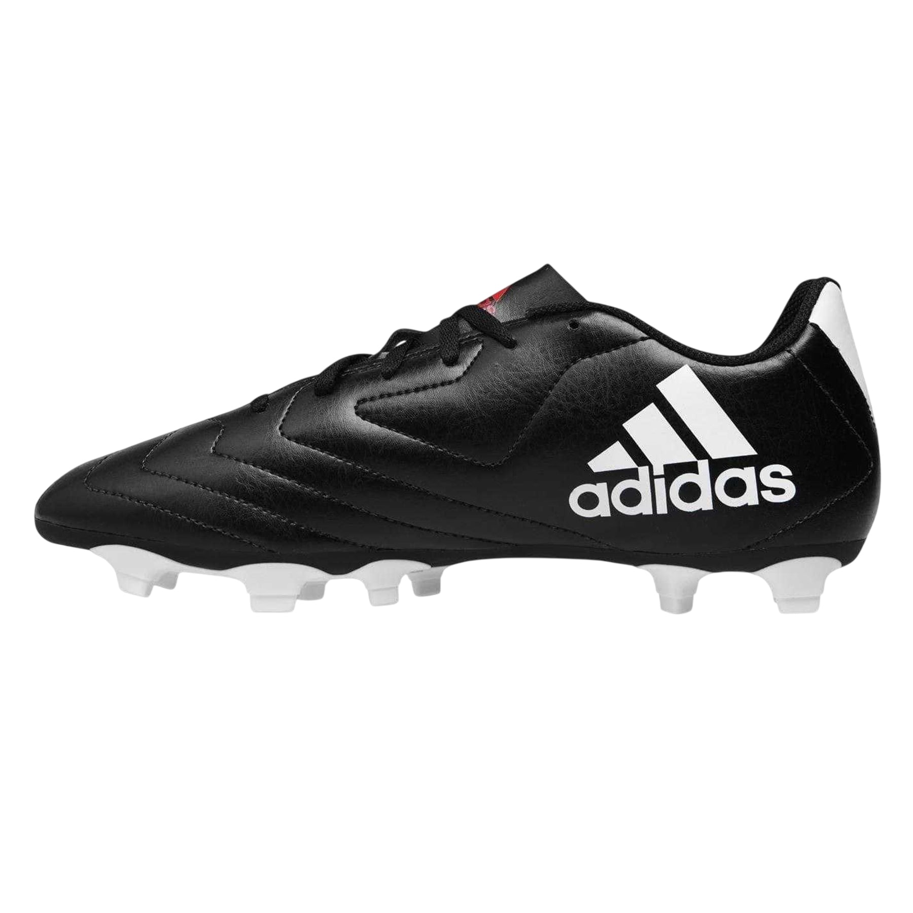 Black-White - Side - Adidas Childrens-Kids Goletto VIII 3 Stripes Firm Ground Football Boots