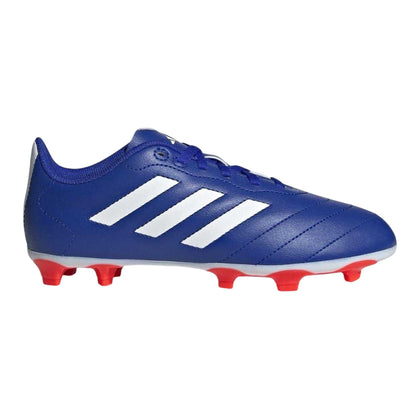 Blue-White-Red - Front - Adidas Childrens-Kids Goletto VIII 3 Stripes Firm Ground Football Boots