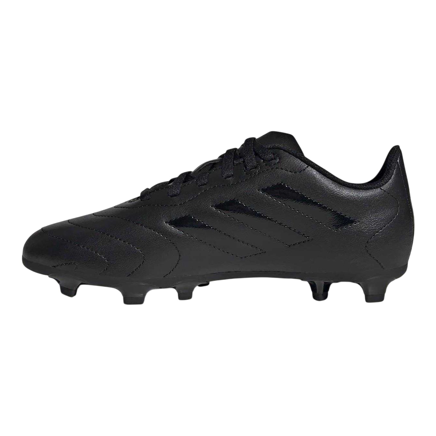 Black - Side - Adidas Childrens-Kids Goletto VIII 3 Stripes Firm Ground Football Boots