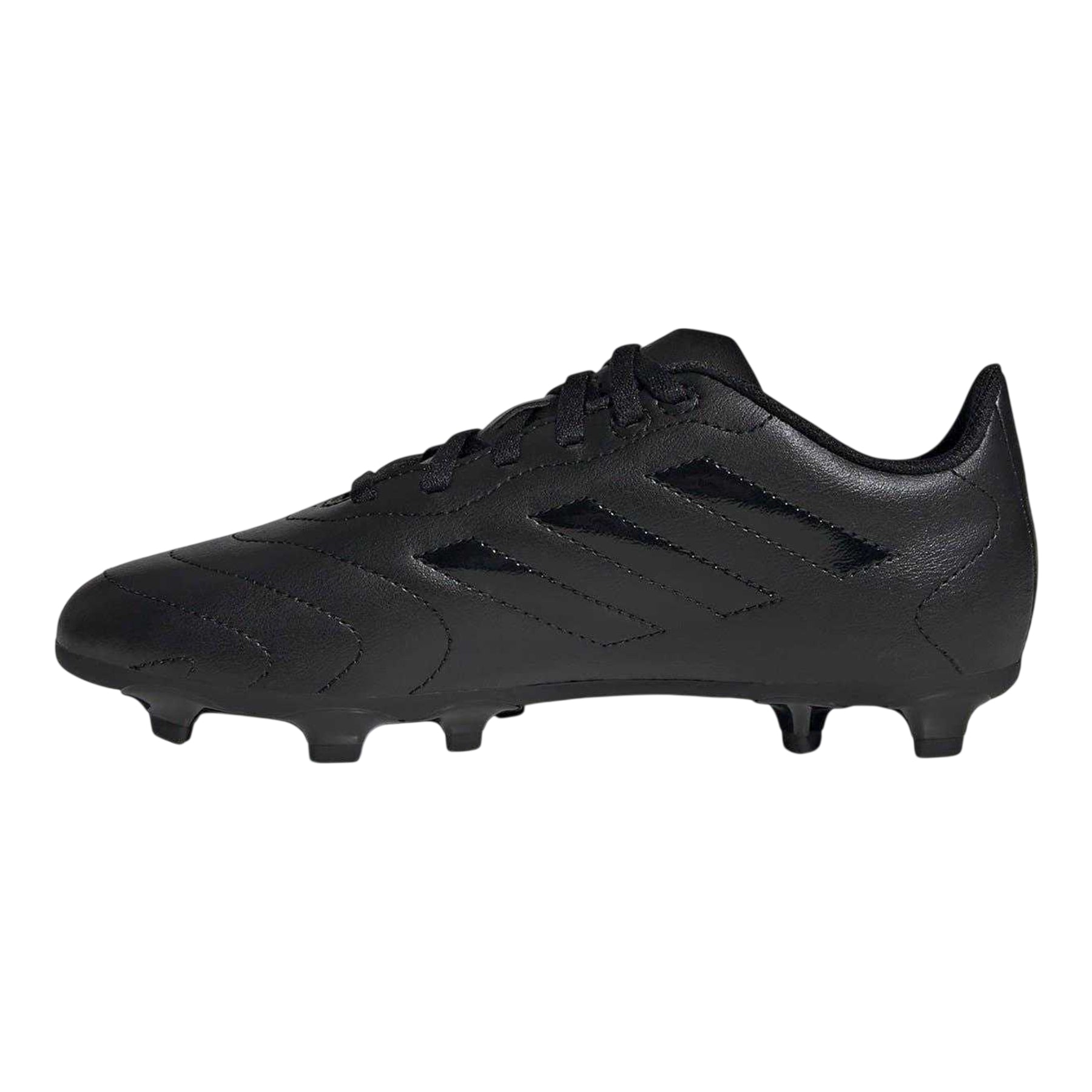 Black - Side - Adidas Childrens-Kids Goletto VIII 3 Stripes Firm Ground Football Boots