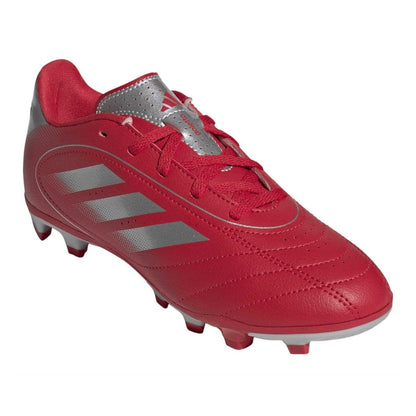 Red-Silver - Pack Shot - Adidas Childrens-Kids Goletto VIII 3 Stripes Firm Ground Football Boots