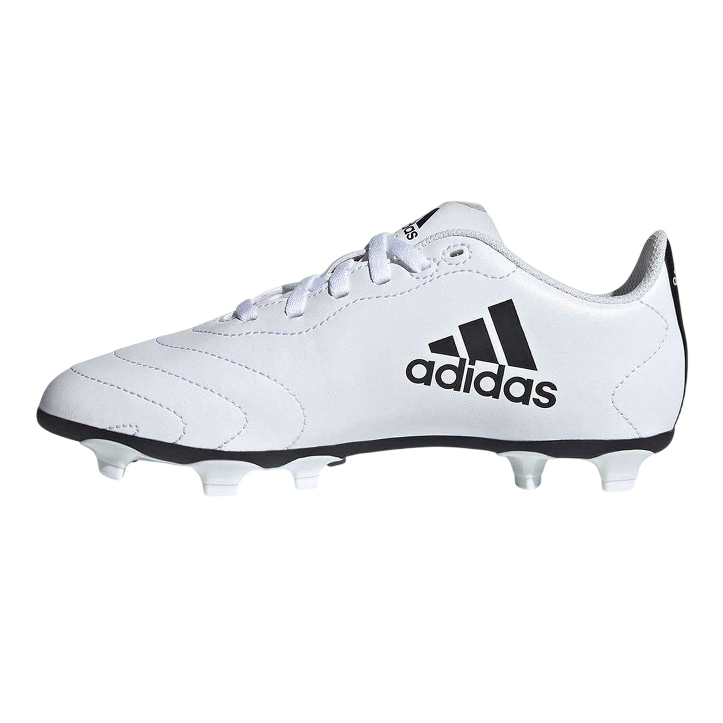 White - Side - Adidas Childrens-Kids Goletto VIII 3 Stripes Firm Ground Football Boots