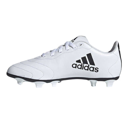 White - Side - Adidas Childrens-Kids Goletto VIII 3 Stripes Firm Ground Football Boots