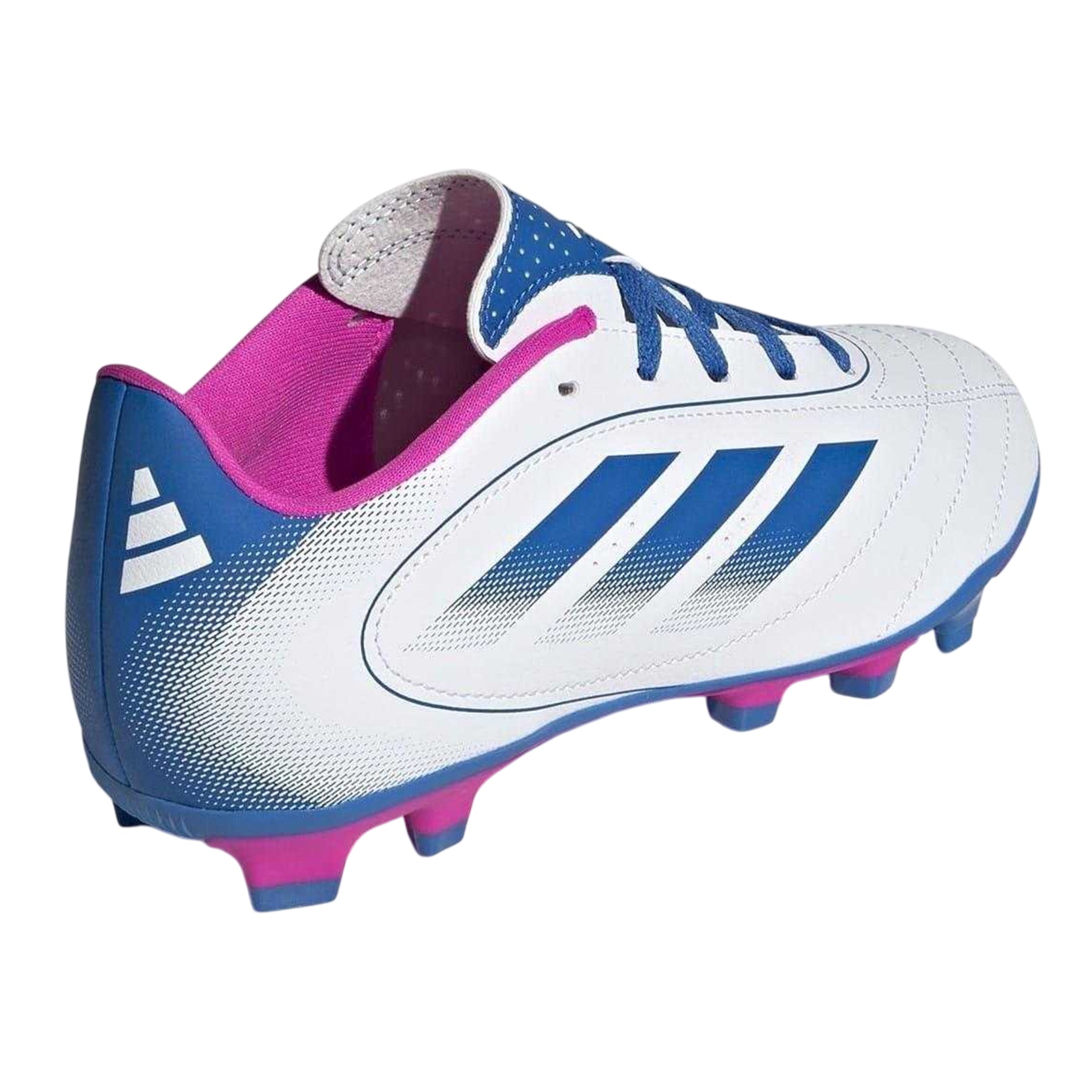 White-Blue-Pink - Back - Adidas Childrens-Kids Goletto VIII 3 Stripes Firm Ground Football Boots