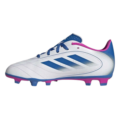 White-Blue-Pink - Side - Adidas Childrens-Kids Goletto VIII 3 Stripes Firm Ground Football Boots