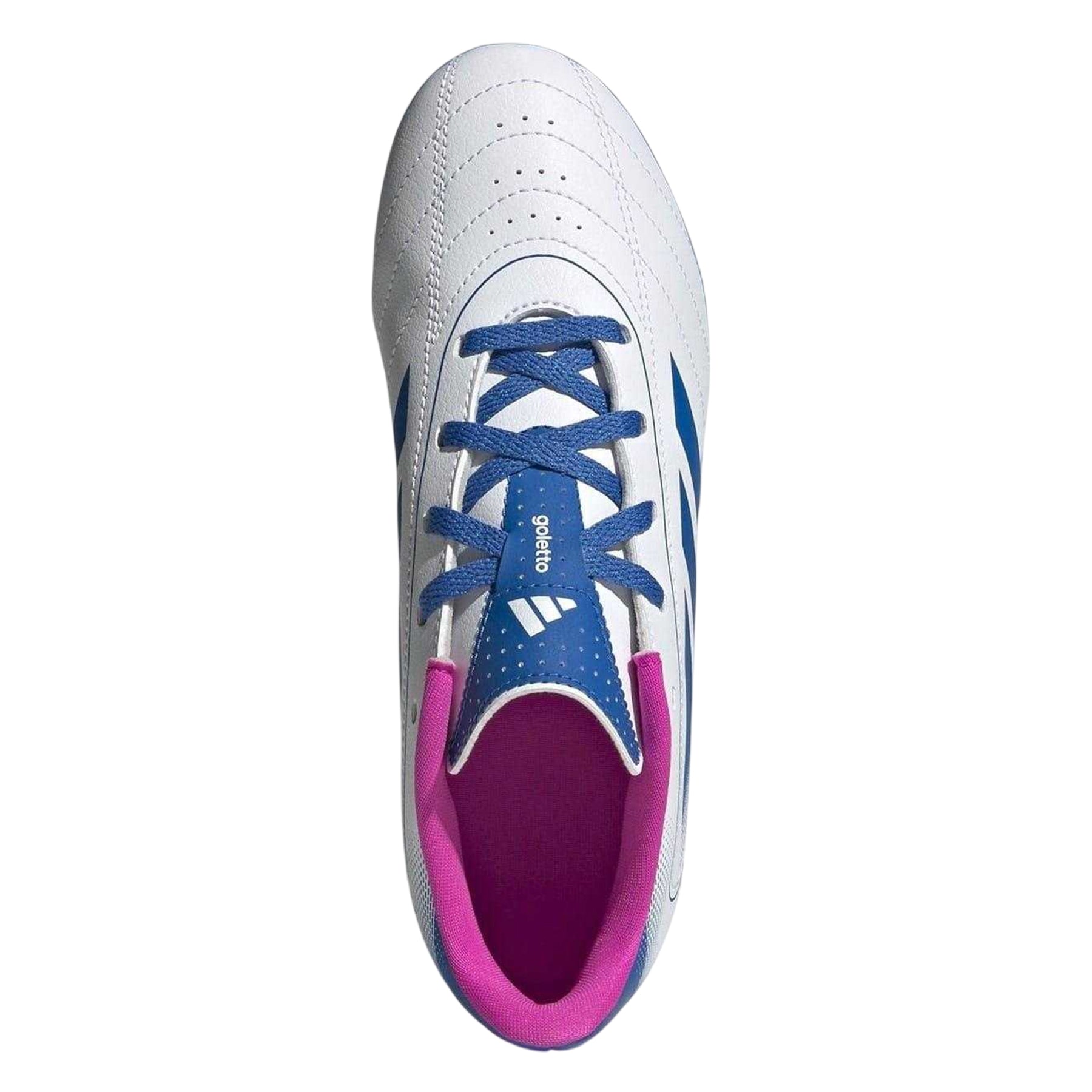 White-Blue-Pink - Lifestyle - Adidas Childrens-Kids Goletto VIII 3 Stripes Firm Ground Football Boots