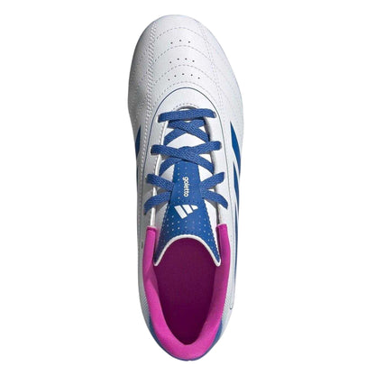 White-Blue-Pink - Lifestyle - Adidas Childrens-Kids Goletto VIII 3 Stripes Firm Ground Football Boots
