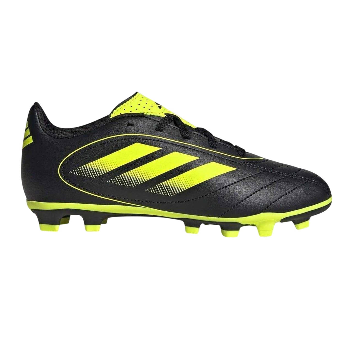 Black-Lemon - Front - Adidas Childrens-Kids Goletto VIII 3 Stripes Firm Ground Football Boots