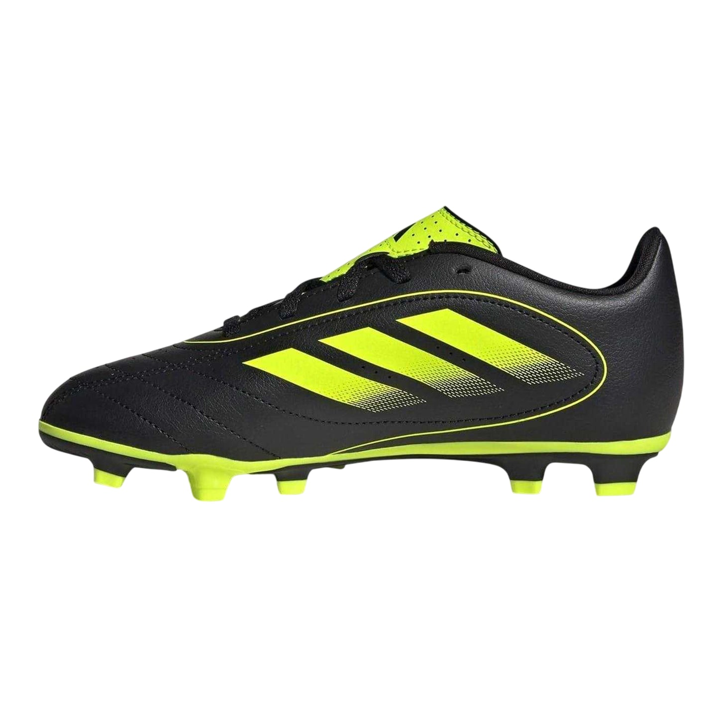 Black-Lemon - Side - Adidas Childrens-Kids Goletto VIII 3 Stripes Firm Ground Football Boots