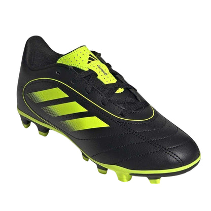 Black-Lemon - Pack Shot - Adidas Childrens-Kids Goletto VIII 3 Stripes Firm Ground Football Boots