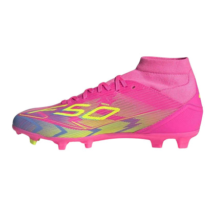 Pink-Yellow - Side - Adidas Womens-Ladies F50 League Firm Ground Football Boots